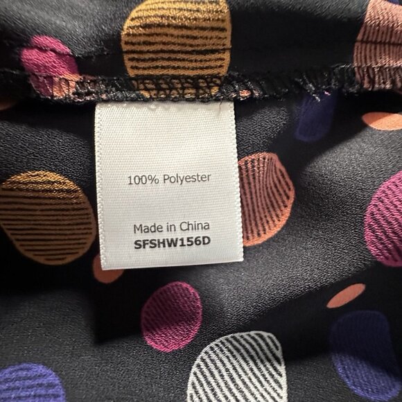 41 Hawthorn Boho Blouse M Sleeveless Black Orange Red Polka Dots Pleated V-Neck - Picture 7 of 7